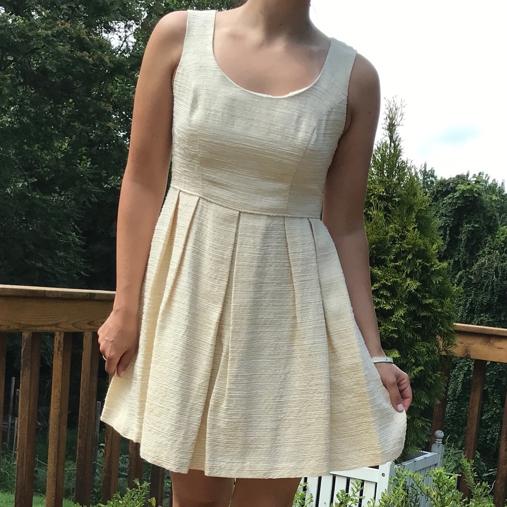 Shoshanna gold ivory baby doll dress